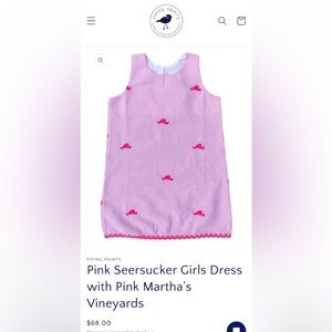 Piping Prints Nantucket Seersucker Dress 6-12 Months Pink Martha's Vineyards